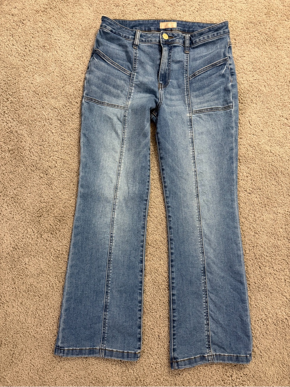 Kut from the Kloth Medium Blue Wide-Leg Jeans with Front Seams